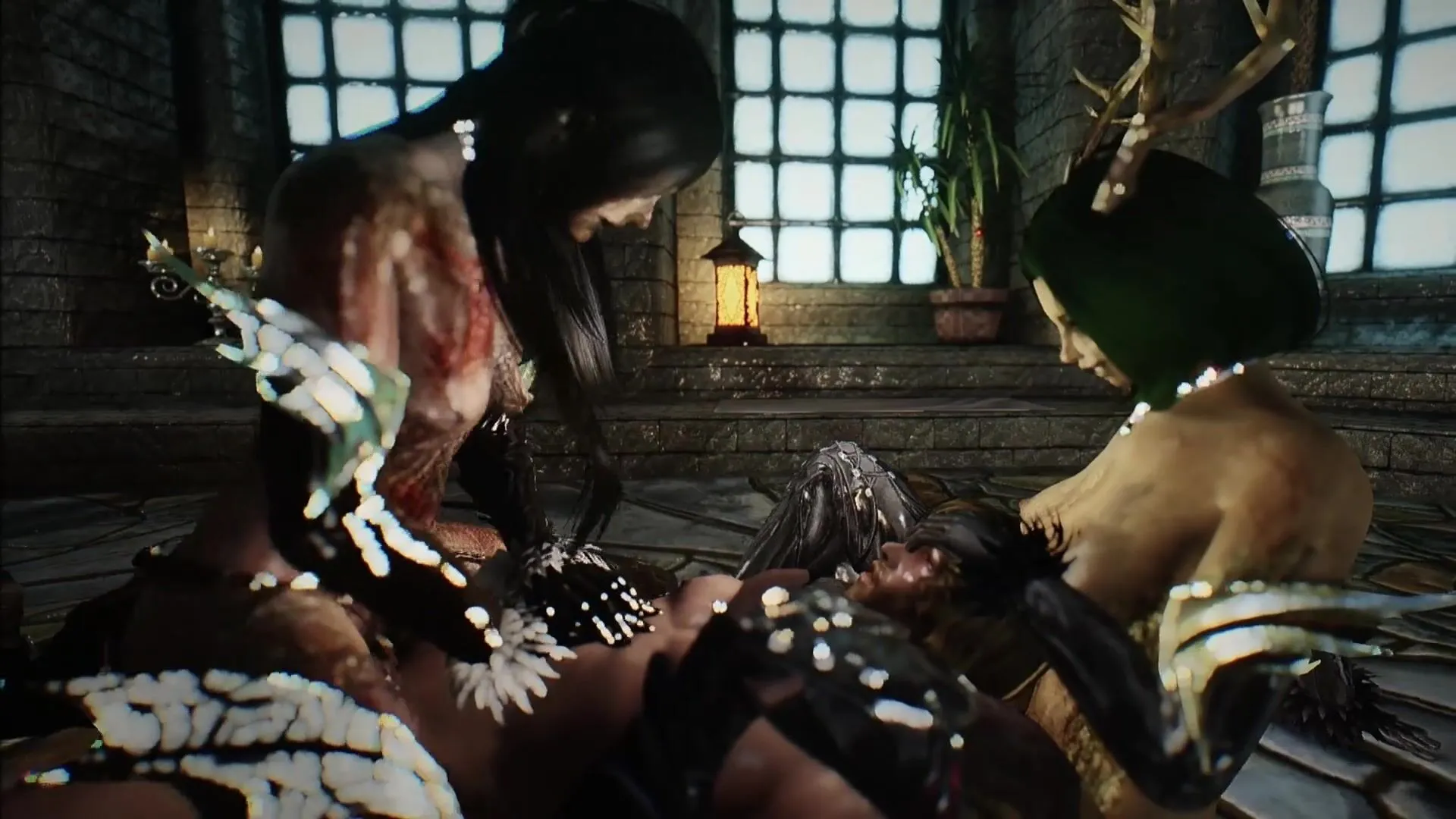 Skyrim spider queen and Spriggan girl 3p porn