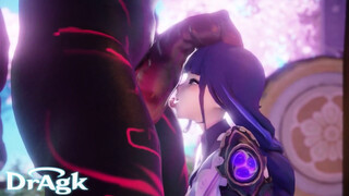 Raiden Shogun Genshin Impact Worshiping a Big Mitachurl cock porn Hilichurl 60 FPS