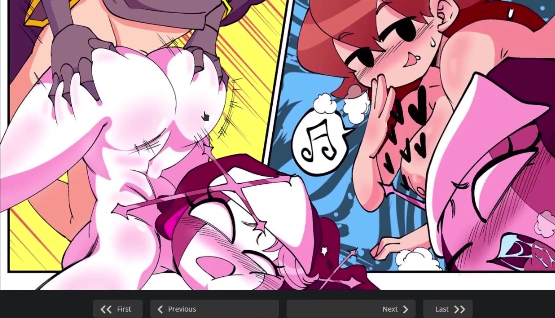 Two figures in a passionate embrace