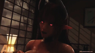 Daemon girl, Sinia paizuri Tit Job cumshot. (ATE_Toon) [Ryan Reos Original Character]