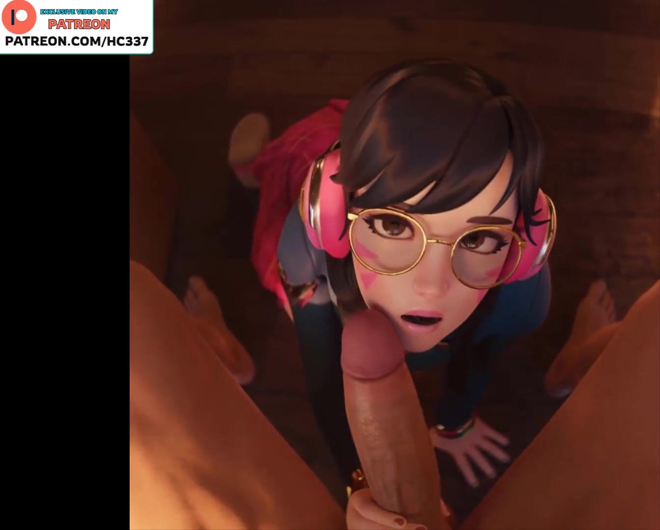 D.va do amazing blowjob and get cum in mouth - overwatch cartoon.