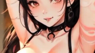 AI Anime brunette girl beautiful dancing in bikini