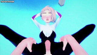 Gwen Stacy from Spiderman Marvel Gives You A Footjob Hentai POV