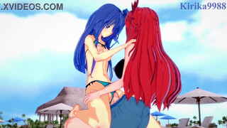 Chris Yukine and Cagliostro and Tsubasa Kazanari and Kanade Amō intense lesbian play and futanari sex. - Symphogear Hentai