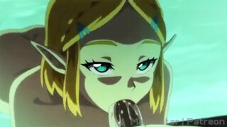 Link drops in on Zelda for a hot blowjob and doggy fuck