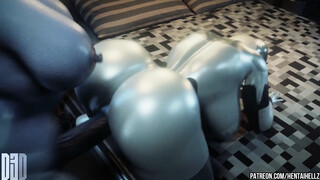 futa with a big dick destroys android's anus