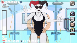 Classic Harley Quinn Fucked In The Shower Against The Glass - Hole House Game