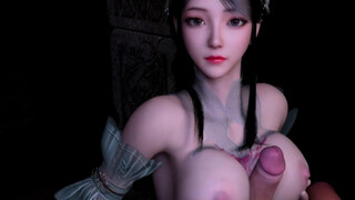 3D cute Asian cosplay slut sucking the big dick