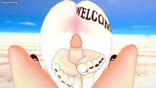 Tomoko from Watamote Gives You A Footjob At The Beach Hentai POV