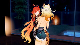 xilonen x mavuika fingering and boob grabbing (Genshin Yuri hentai)