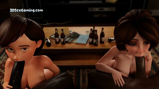 BIG BLACK COCK Night For Cass And Her Hottest Buddy - Raunchy Rock-hard Fourway - THREE DIMENSIONAL Cartoon