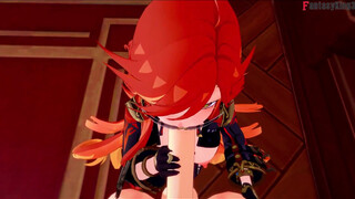 Mavuika blowing pink cigar in Jean ́s office - 1 - Genshin Influence - Utter & POINT OF VIEW on Sheer & PTRN: Fantasyking3