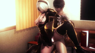 2B Nier anime chick getting rode